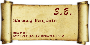 Sárossy Benjámin névjegykártya